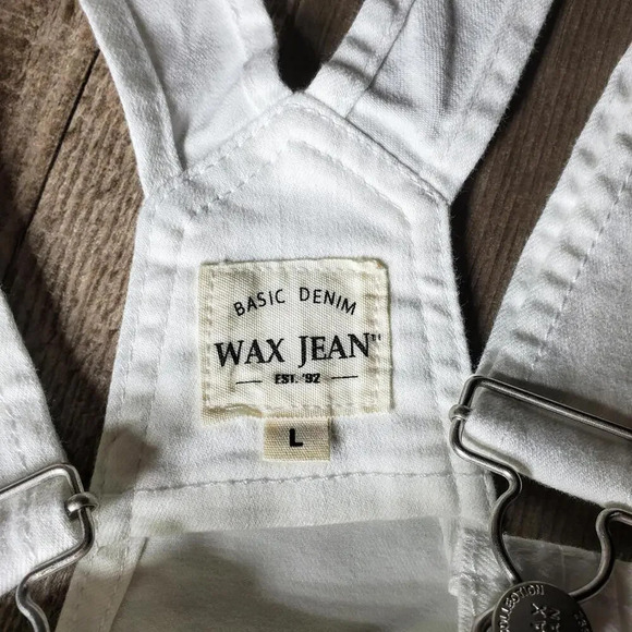 NWT WAX Jeans White Distressed Denim Shortalls Juniors Size Large - Picture 9 of 15